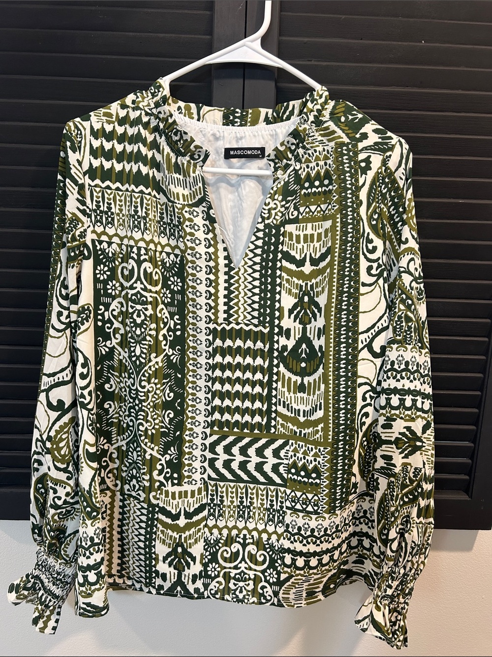 Green & White Printed Relaxed Button-Down Shirt